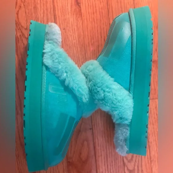 UGG Teal Plush Shearling Slip-On Mules - Picture 2 of 4